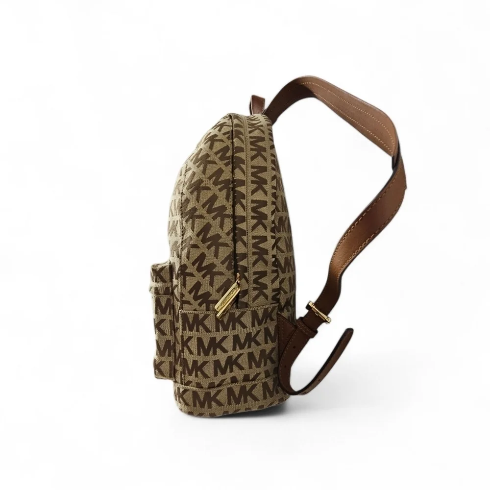 Michael Kors Jet Set Monogram Canvas And Leather Backpack In Tan And Brown